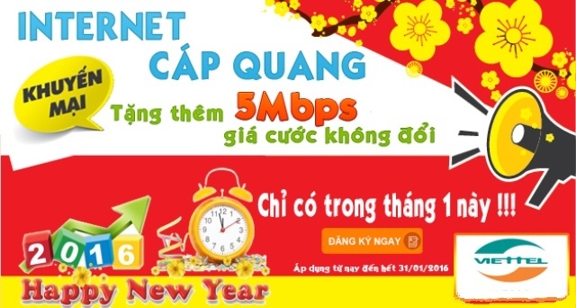 Khuyến mãi internet cáp quang Viettel tháng 1/2016 tại Bình Dương